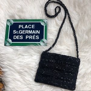 Vintage mini (4 x 5”) beaded bag w/ beaded strap
